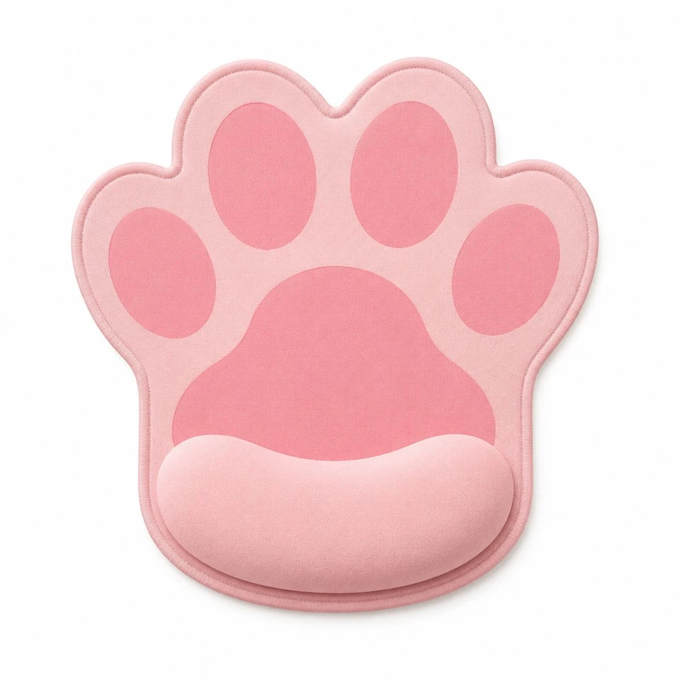 Mielas Cat Paw pelės kilimėlis su riešo atrama, minkštas atminties putų ergonomiškas pelės kilimėlis, neslystantis guminis pagrindas biuro stalui